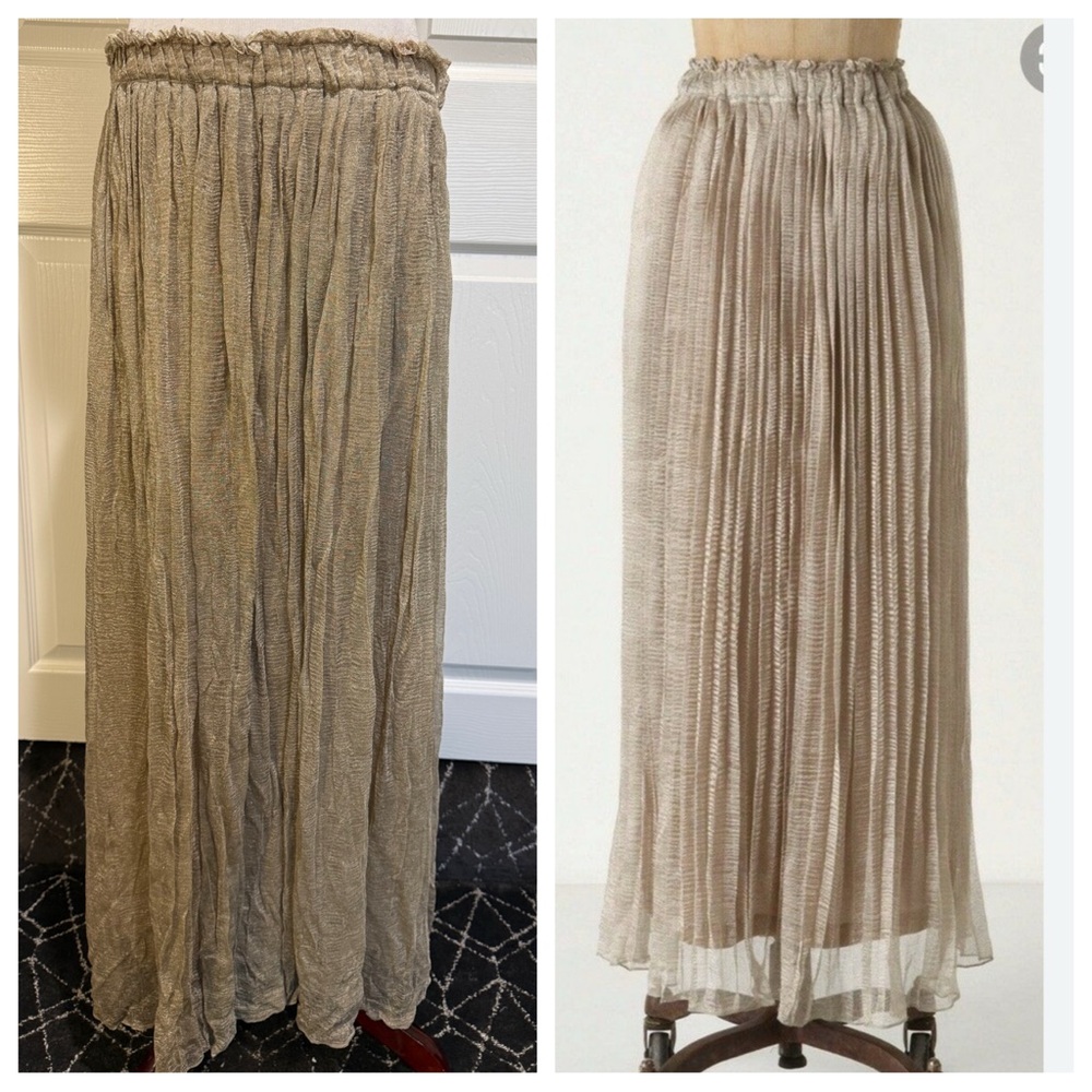 Anthropologie Rina Dhaka pleated metallic skirt
